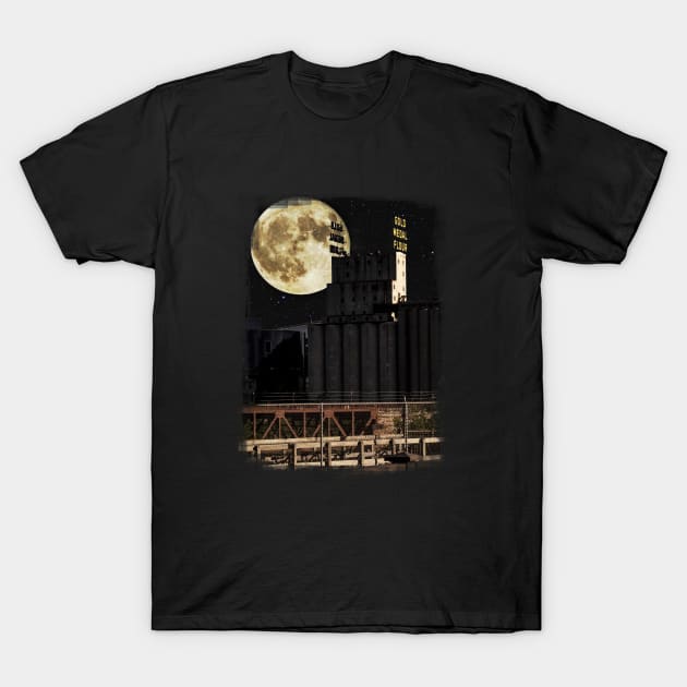 Minneapolis Minnesota Architecture and Full Moon T-Shirt by tonylonder